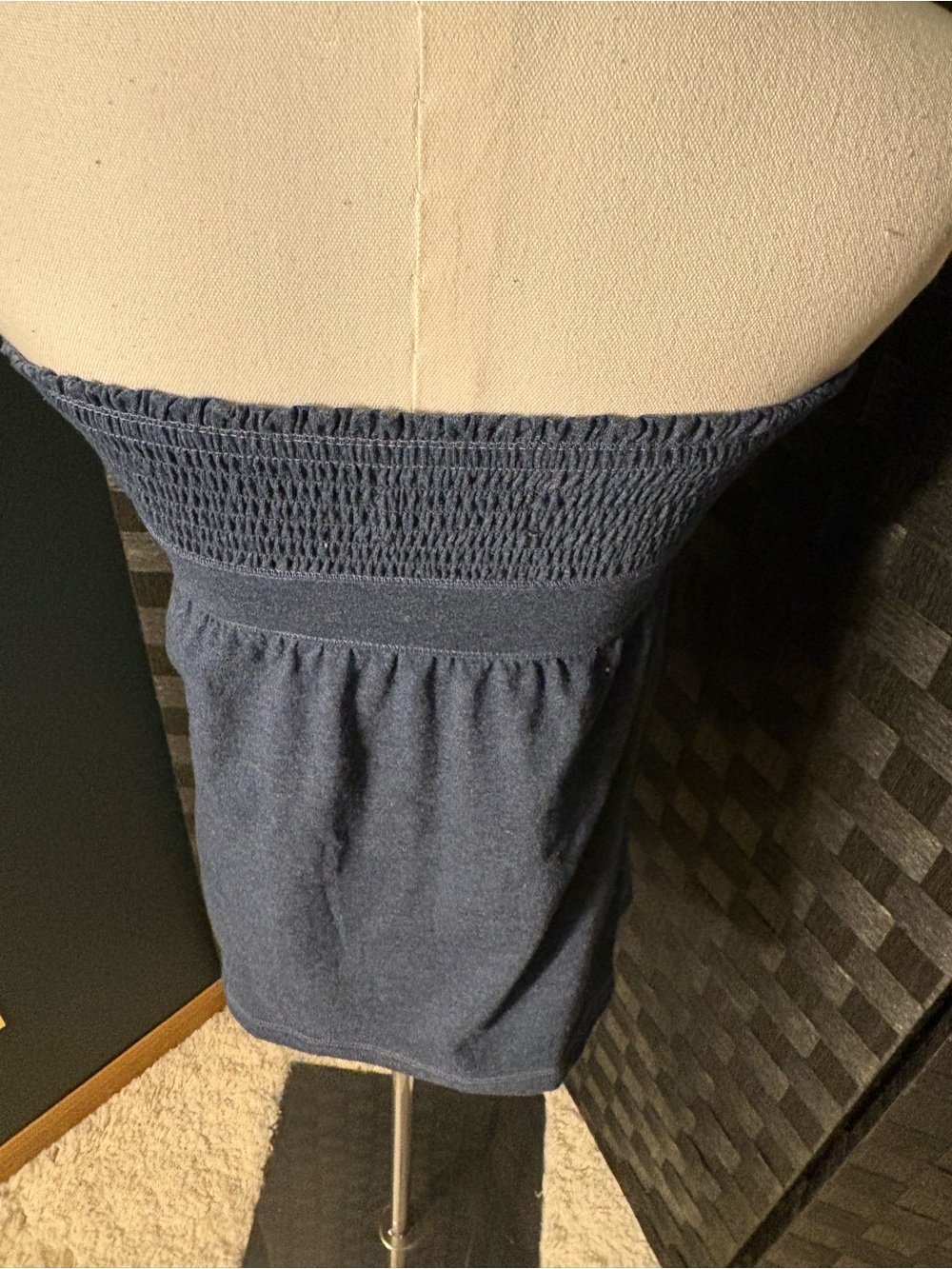 Vintage Hollister Y2K Blue Empire Waist Bandeau Top Ruffle Hem Logo - Picture 3 of 6
